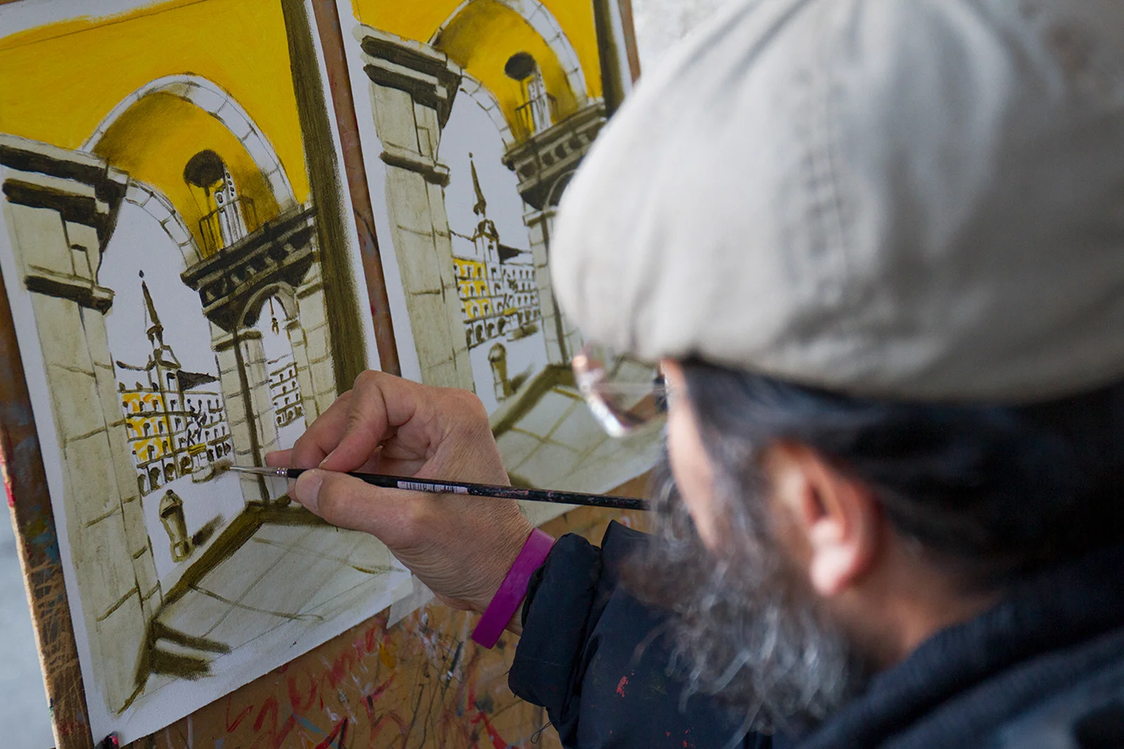 Pintor en Plaza Mayor de Madrid