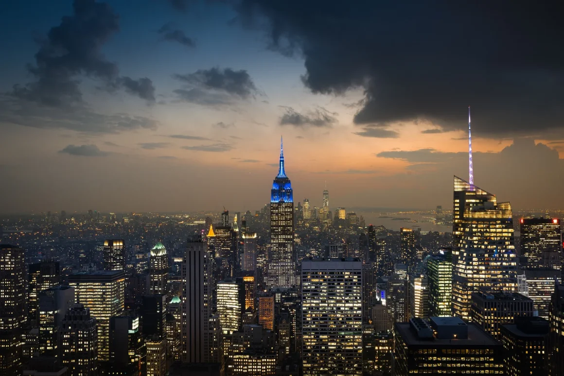 Vista nocturna de Nueva York