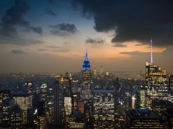 Vista nocturna de Nueva York